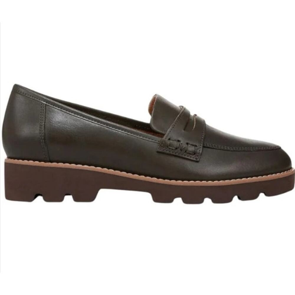 Vionic Womens Cheryl ll Loafers US 8.5 M EU 39 Dark Olive Green Leather NWOB - Picture 2 of 12